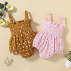 Lioraitiin Newborn Baby Ribbed Jumpsuit Baby Girls Sleeveless Flower