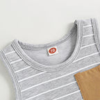Lioraitiin 0-4Years Kids Baby Boy 2Pcs Outfits Striped Sleeveless
