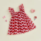 Lioraitiin Toddler Baby Girl Sleeveless Dress with Ruffled Straps Red