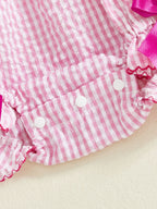Lioraitiin Baby Girls Birthday Romper Plaid Print Letter Donut