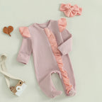 Lioraitiin Baby Girls Outfit, Long Sleeve Crew Neck Frills Zipped