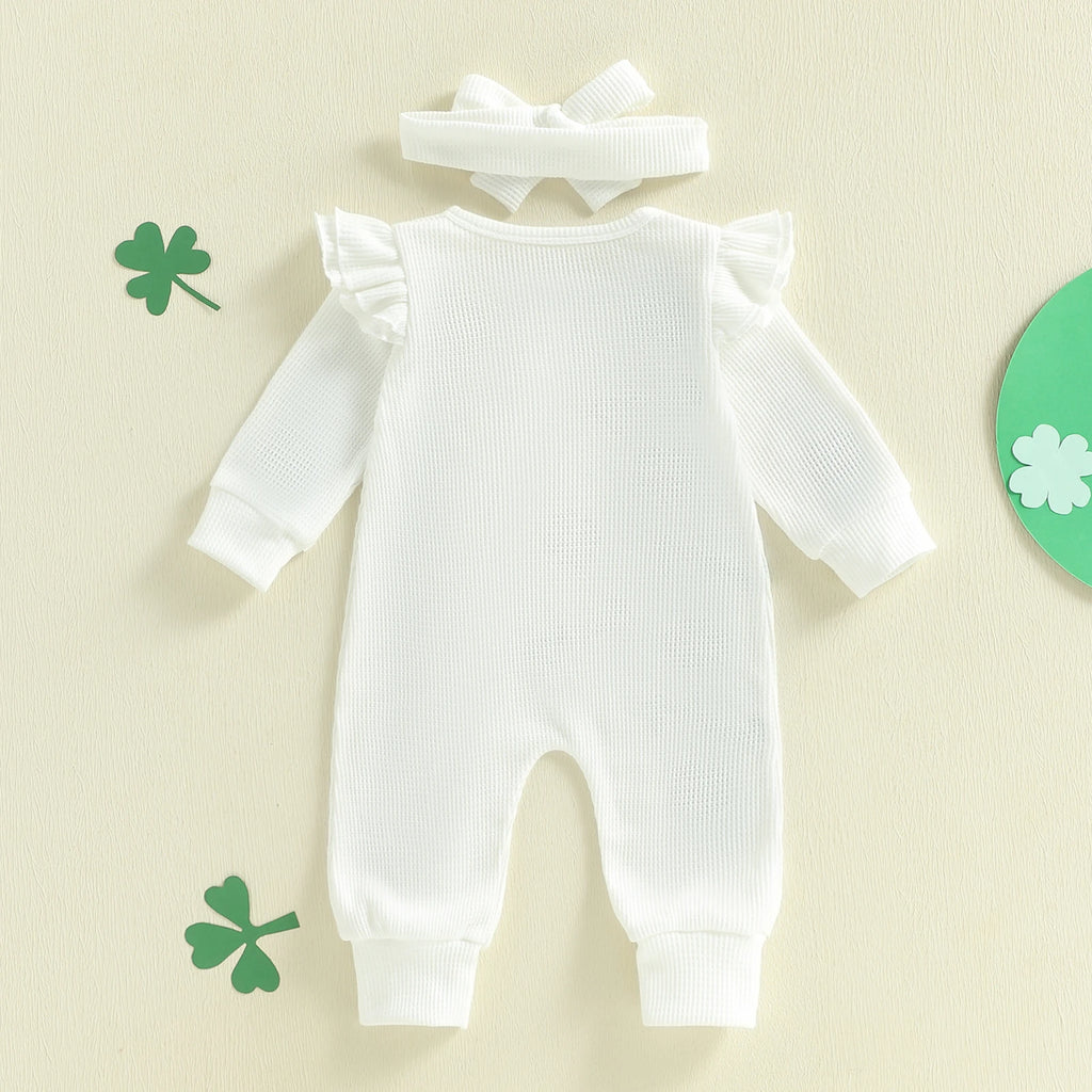 Lioraitiin Baby Girl Outfit Clover Letters Embroidery Ruffle Long
