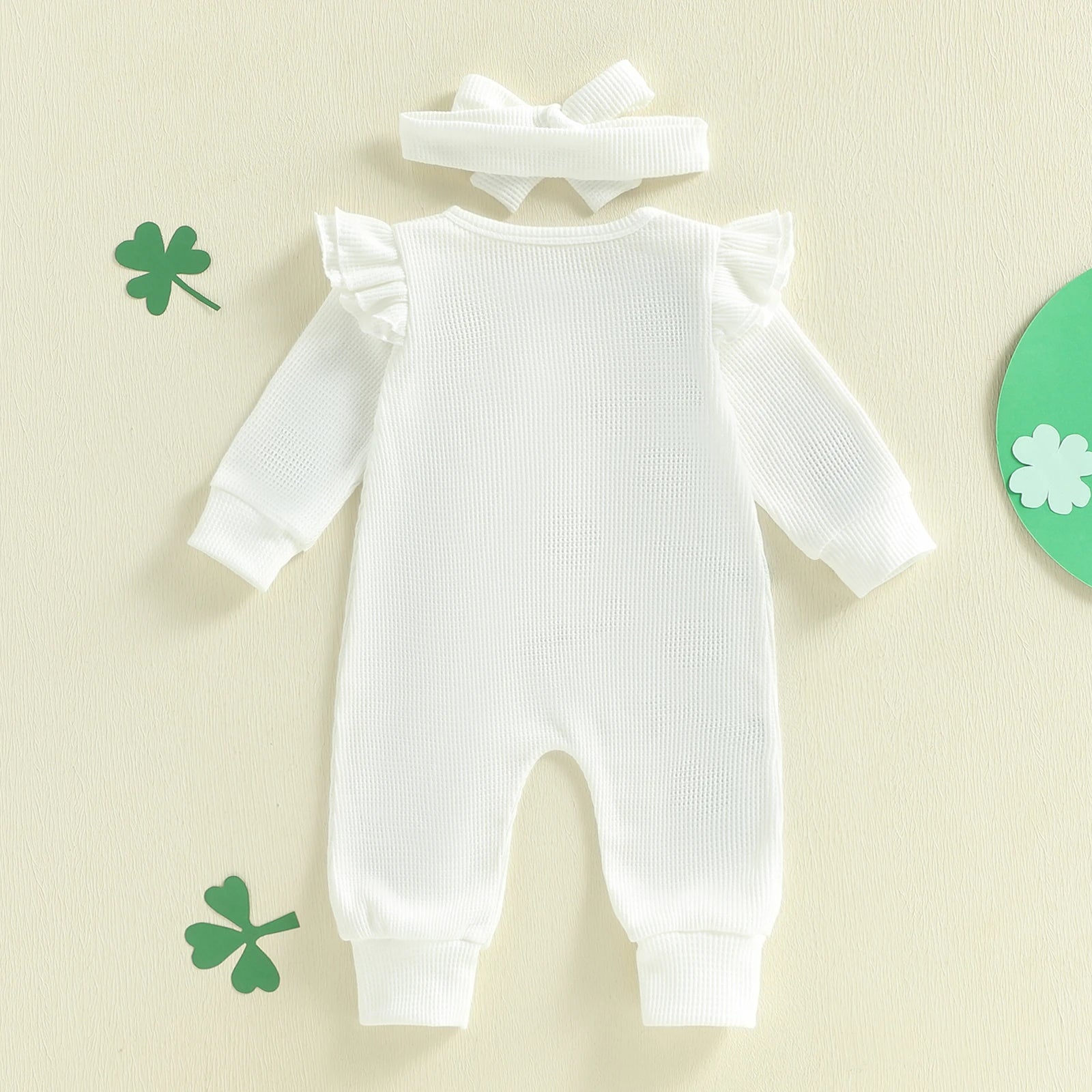 Lioraitiin Baby Girl Outfit Clover Letters Embroidery Ruffle Long