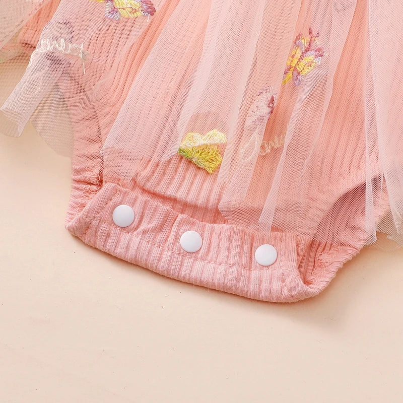 Lioraitiin Baby Girls 2 Piece Outfits Floral Mesh Patchwork Ruffles