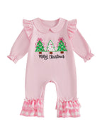 Lioraitiin Baby Girl Christmas Romper Long Sleeve Doll Collar