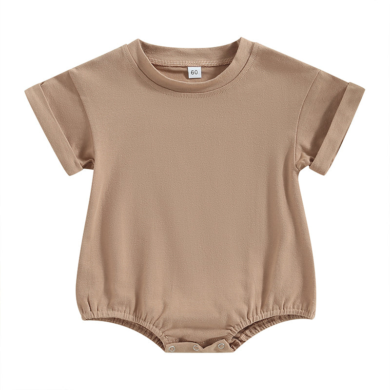 Lioraitiin 0-24M Baby Boys Girls Rompers Solid Short Sleeve O-neck
