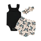 Lioraitiin 0-18M Infant Baby Girls Shorts Set Sleeveless Romper