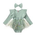 Lioraitiin Baby Girls 2 Piece Outfits Floral Mesh Patchwork Ruffles