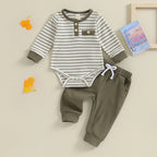 Lioraitiin 0-18M Newborn Baby Boy Girl Waffle Knit Striped Romper
