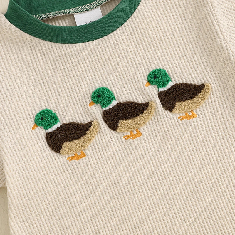 Lioraitiin Newborn Baby Boys Girls Romper Short Sleeve Crew Neck Duck