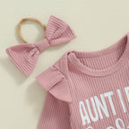 Lioraitiin Baby Girls Ribbed Set Letter Print Long Sleeve Round Neck