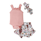 Lioraitiin 0-18M Infant Baby Girl 3Pcs Off Shoulder Romper Tops Bull