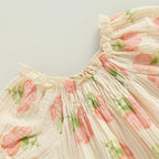 Lioraitiin 0-24M Infant Baby Girls Bodysuit Flower Print Short Puff