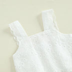 Lioraitiin Toddler Girl Eyelet Embroidery Cami Tops+Elastic Waist