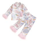 Lioraitiin Toddler Kids Baby Girl Solid Pjs Ruffle Long Sleeve Button
