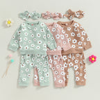 Lioraitiin Infant Baby Girl 2Pcs Set Flower Print Long Sleeve