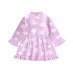 Lioraitiin Toddler Kids Girl Long Sleeve Dress Floral Print Ruffle