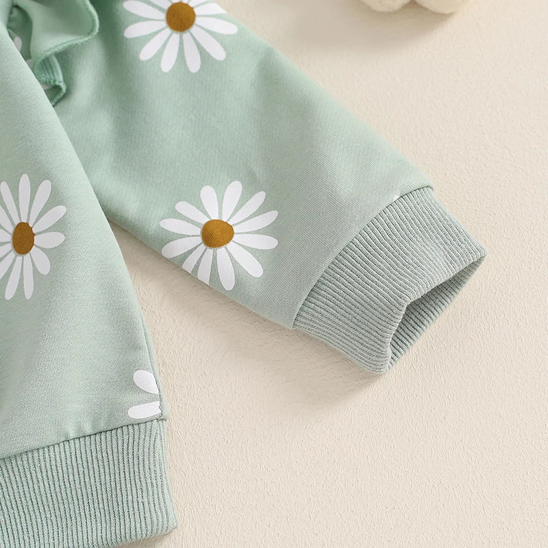 Lioraitiin Toddler Girl Outfit Daisy Print Long Sleeve Sweatshirt