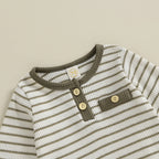 Lioraitiin 0-18M Newborn Baby Boy Girl Waffle Knit Striped Romper