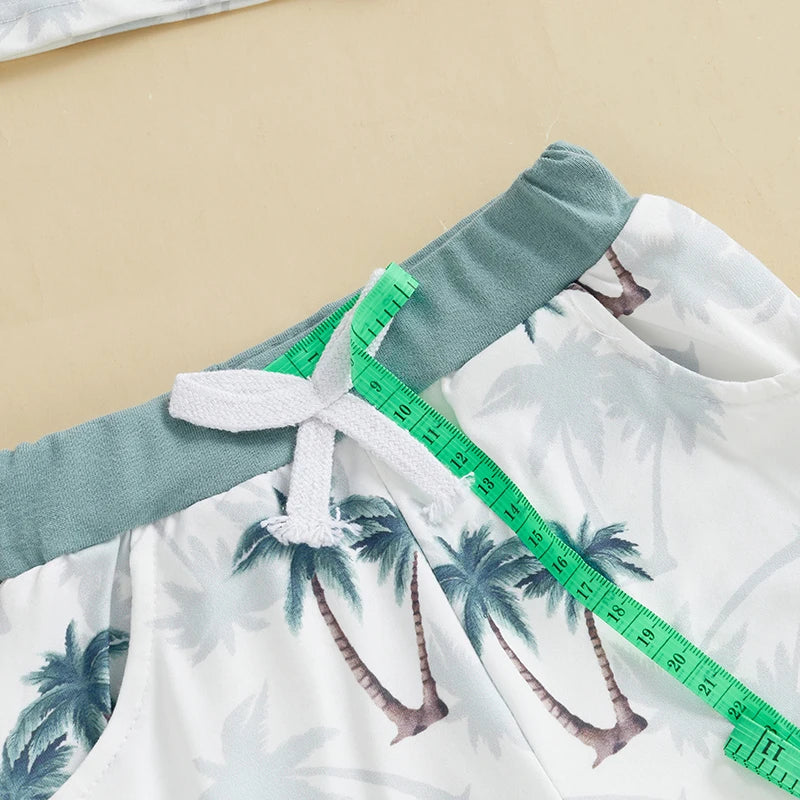 Lioraitiin Toddler Baby Boy Shorts Set Seashell/Tree Tank Tops