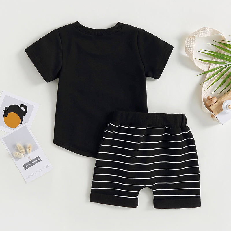 Lioraitiin 0-4Years Baby Kids Boys 2Pcs Set Short Sleeve Crew Neck