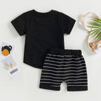 Lioraitiin 0-4Years Baby Kids Boys 2Pcs Set Short Sleeve Crew Neck