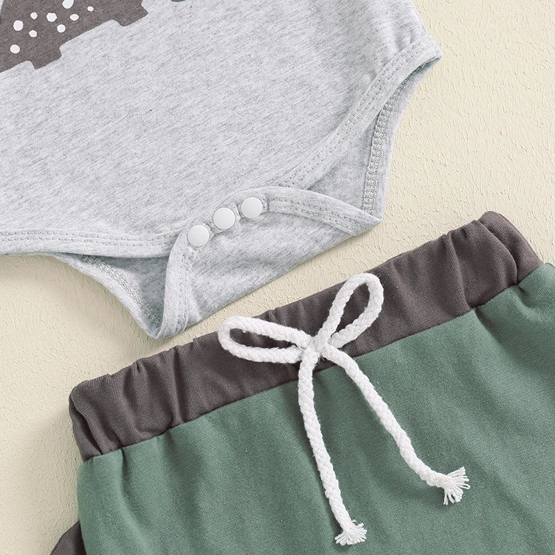Lioraitiin Baby Boys Outfit, Long Sleeve Crew Neck Dinosaur Print