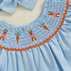Lioraitiin Toddler Girls Easter Dress Rabbit Carrot Embroidery Short