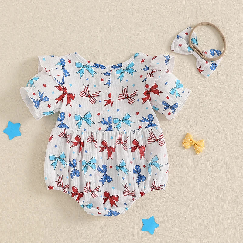 Lioraitiin Baby Girl 4th of July Outfit Love Heart Star Pattern