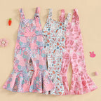 Lioraitiin 6M-4Y Baby Girl Easter Rompers Sleeveless Floral Print