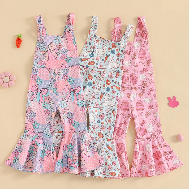 Lioraitiin 6M-4Y Baby Girl Easter Rompers Sleeveless Floral Print
