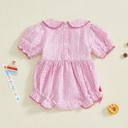 Lioraitiin Baby Girls Birthday Romper Plaid Print Letter Donut