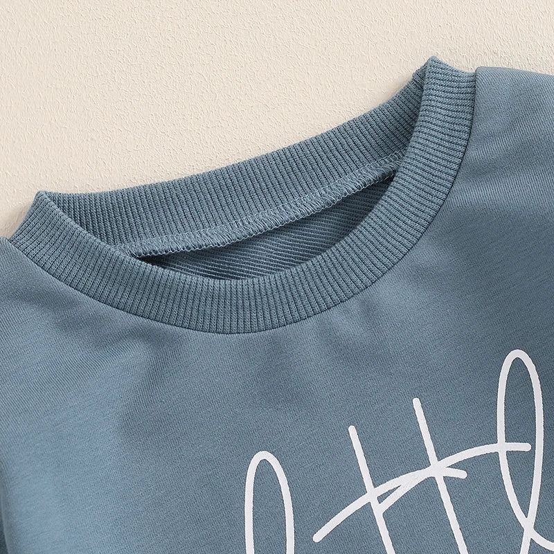 Lioraitiin Baby Boys Sweatshirts Rompers Letter Print Round Neck Long
