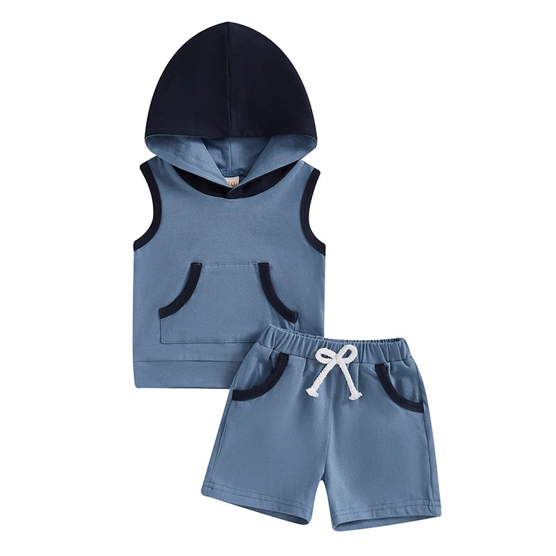 Lioraitiin Toddler Baby Boy Shorts Set Contrast Color Sleeveless