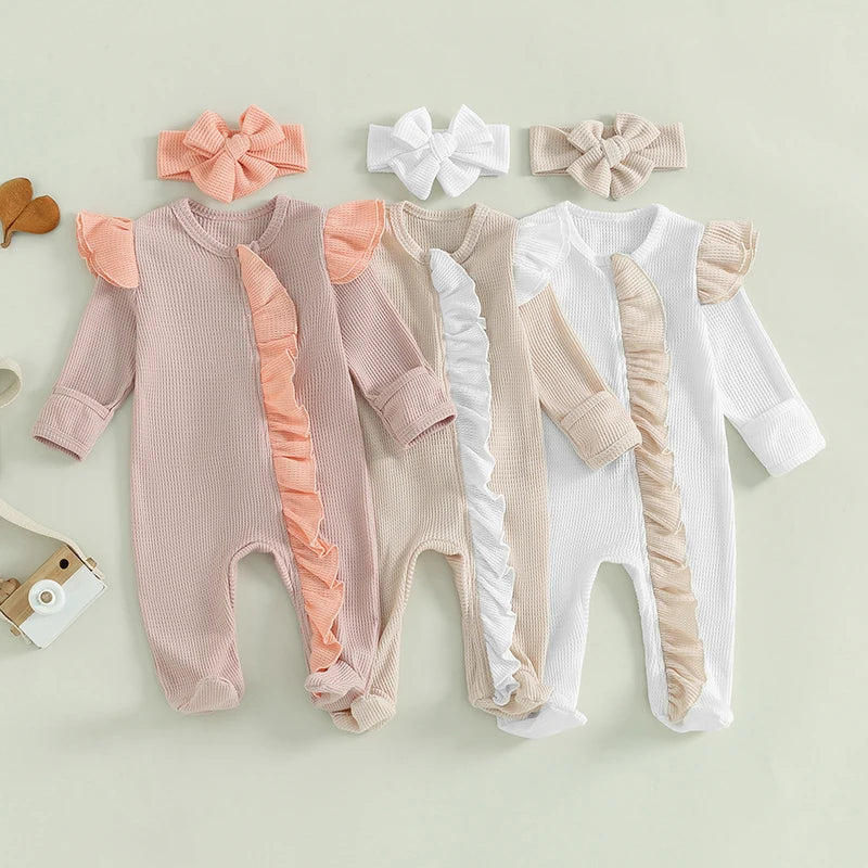 Lioraitiin Baby Girls Outfit, Long Sleeve Crew Neck Frills Zipped