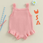 Lioraitiin Baby Girl Knit Overalls Floral Letter Embroidery