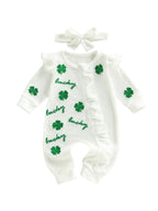 Lioraitiin Baby Girl Outfit Clover Letters Embroidery Ruffle Long