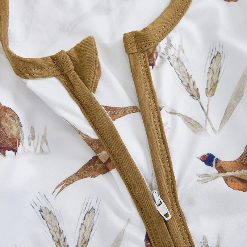 Lioraitiin Newborn Baby Boys Rompers Soft Bird Wheat Ear Pattern