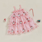 Lioraitiin Toddler Baby Girl Christmas Dress Santa Claus Print