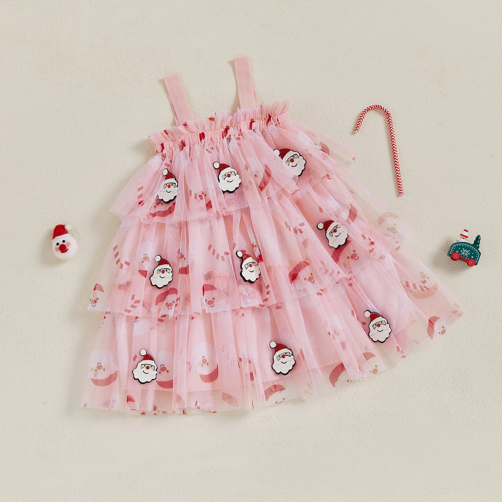 Lioraitiin Toddler Baby Girl Christmas Dress Santa Claus Print
