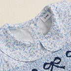 Lioraitiin Baby Girls Romper Dress Short Sleeve Bow Embroidery Floral
