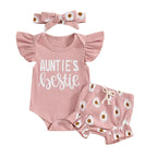 Lioraitiin 0-18M Baby Girls Shorts Sets Flying Sleeve Letter Print