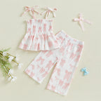 Lioraitiin Toddler Kid Baby Girl Set Sleeveless Lacing Strap Camisole