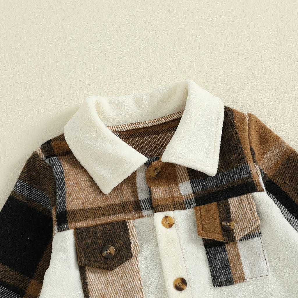 Lioraitiin Toddler Baby Boy Outfit Plaid Button up Long Sleeve Shirt