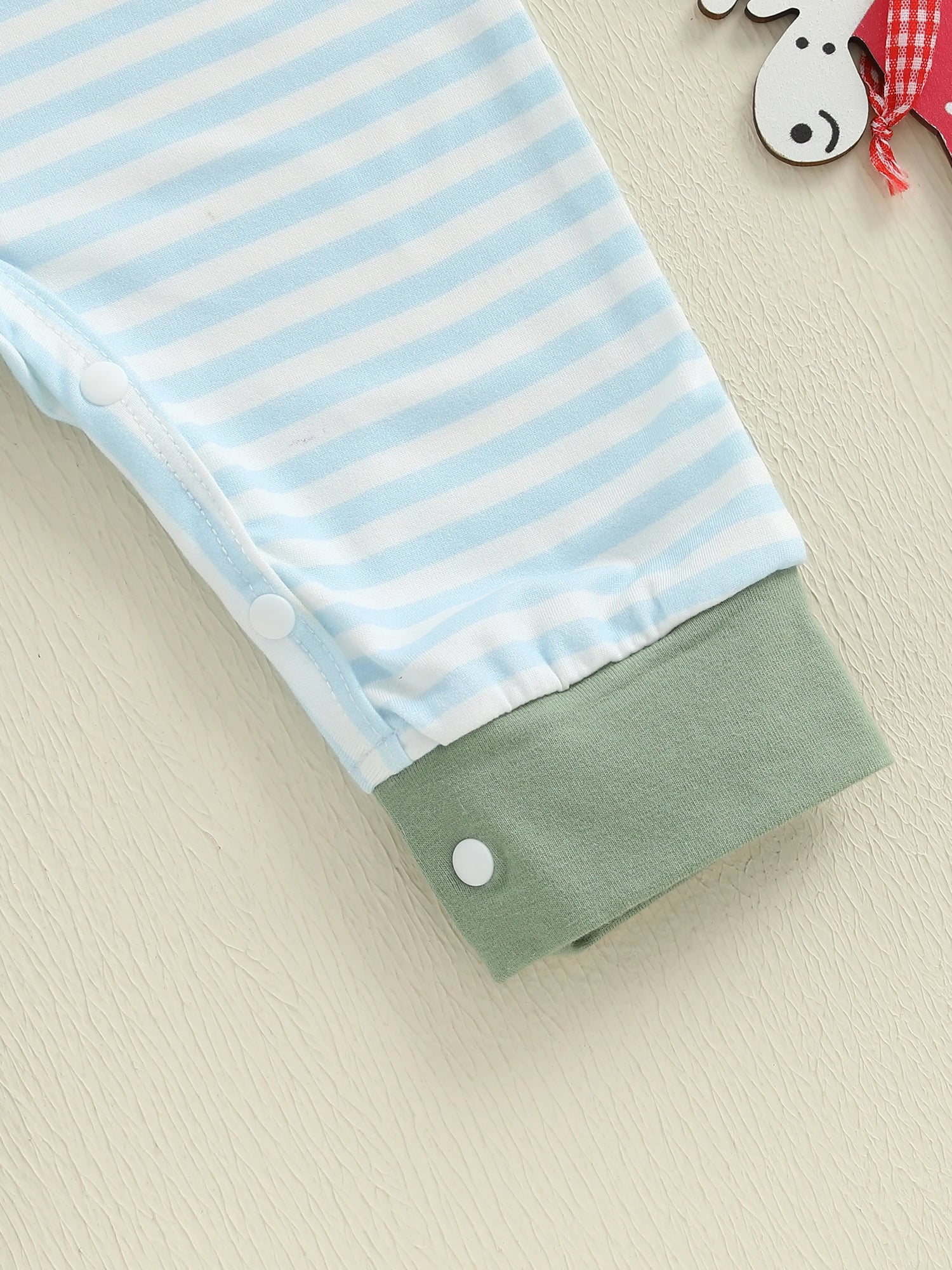 Lioraitiin Baby Boy Romper Embroidered Striped Crew Neck Long Sleeve
