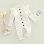 Lioraitiin 0-18M Baby Girl’s Knitted Long Sleeve Jumpsuit Fashion