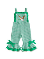 Lioraitiin ï»¿Little Girls Overalls Adorable Duck Embroidery Striped
