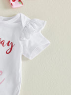 Lioraitiin Baby Girls Shorts Set Short Sleeve Letters Print Romper