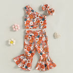 Lioraitiin 0-4Years Toddler Girls 3Pcs Outfit Sets Sleeveless One