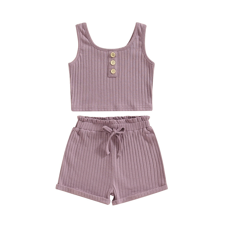 Lioraitiin 0-8Years Kid Girls 2Pcs Pants Suit Sleeveless Knitting